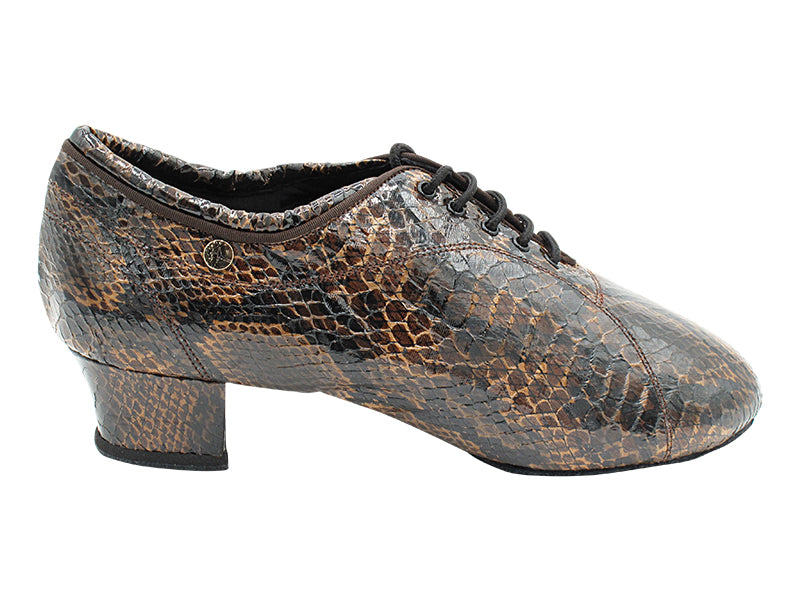 CD9316 244 Dark Brown Snake Patent with Men 1.5" Latin Heel in the photo
