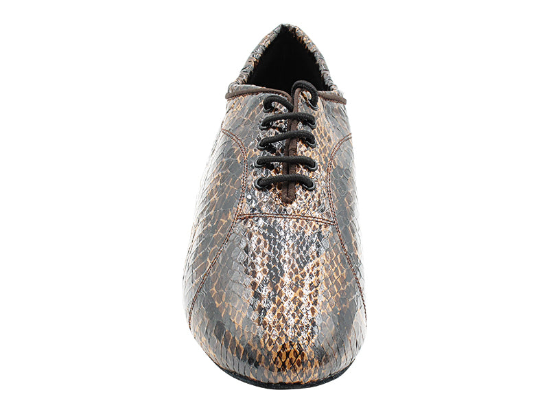 CD9316 244 Dark Brown Snake Patent with Men 1.5" Latin Heel in the photo