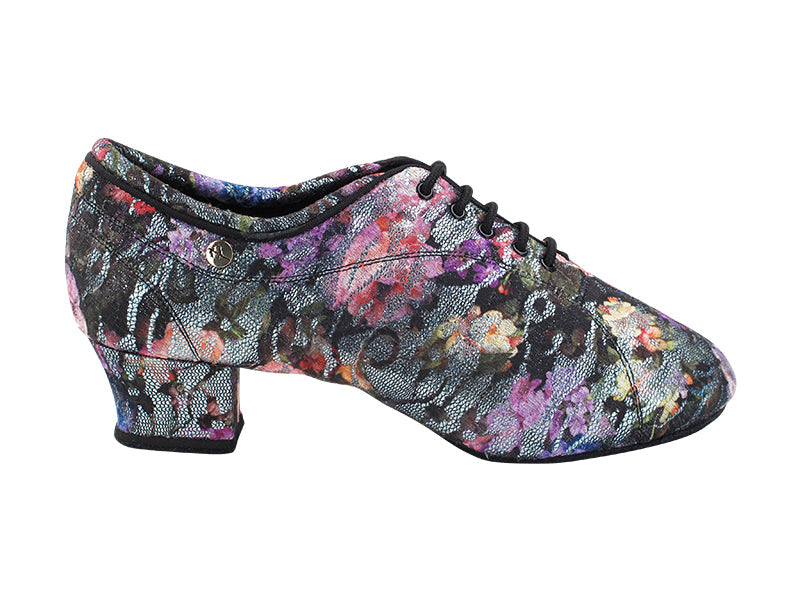 CD9316 197 Flower Glitter Satin with Men 1.5" Latin Heel in the photo