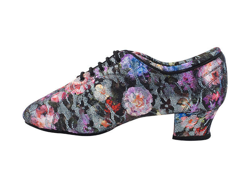 CD9316 197 Flower Glitter Satin with Men 1.5" Latin Heel in the photo