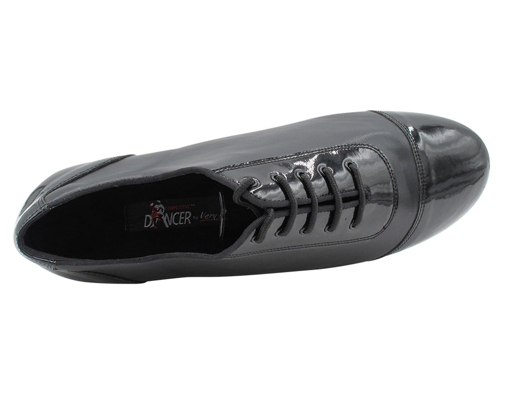CD9322 Split Black Patent & Leather with 1.5" Latin heel in the photo