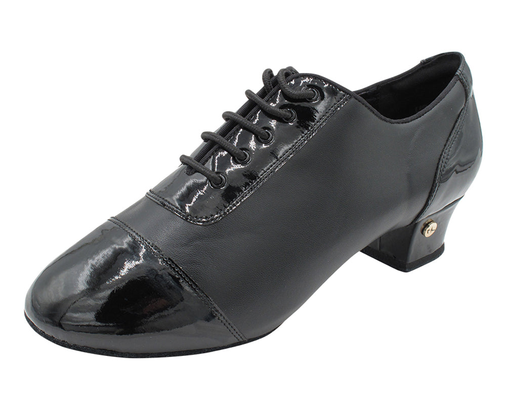 CD9322 Split Black Patent & Leather with 1.5" Latin heel in the photo