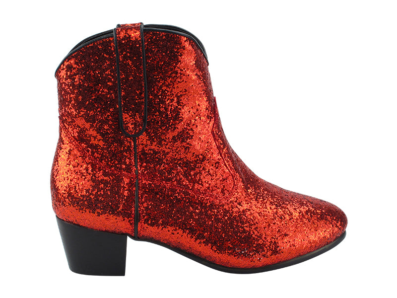 VFBoot Nashville Red Sparkle with 1.65" cowboy heel in the photo