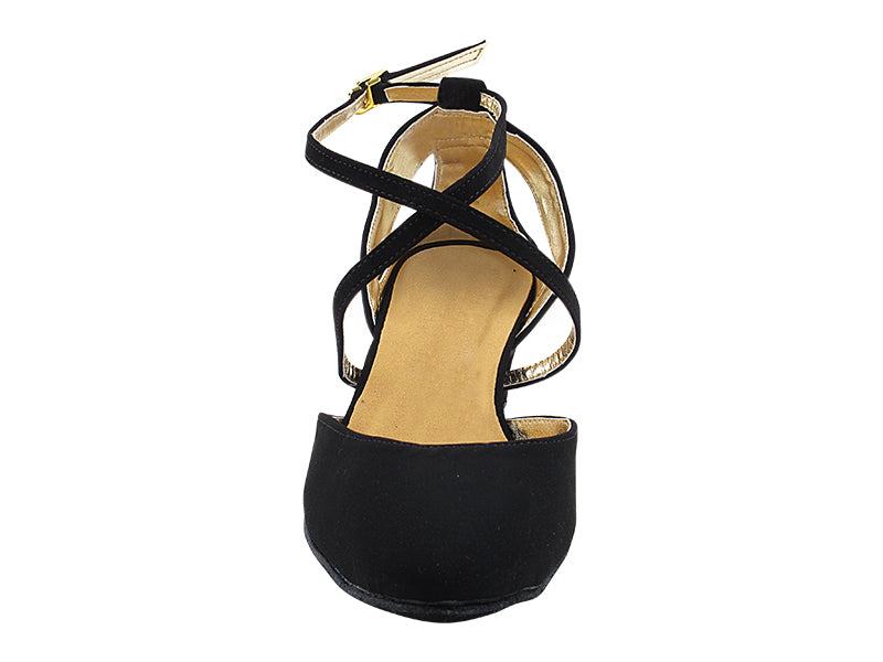 J Touch of Gold Black Nubuck_119 Gold PU Lining with 1.5" Heel (2001) in the photo