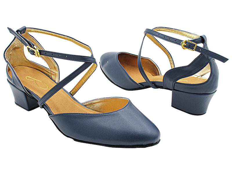 J Touch of Gold Dark Blue Microfiber Leather_Gold Lining with 1.5" Heel (2001) in the photo