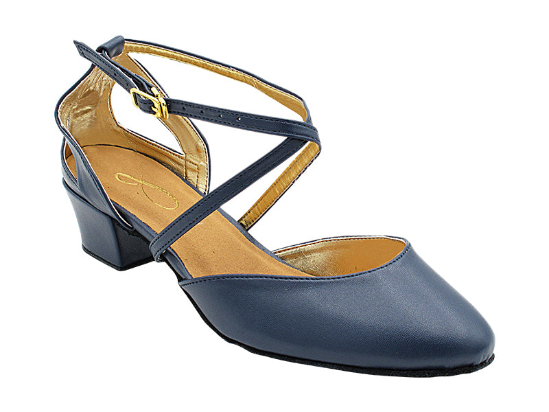 J Touch of Gold Dark Blue Microfiber Leather_Gold Lining with 1.5" Heel (2001) in the photo