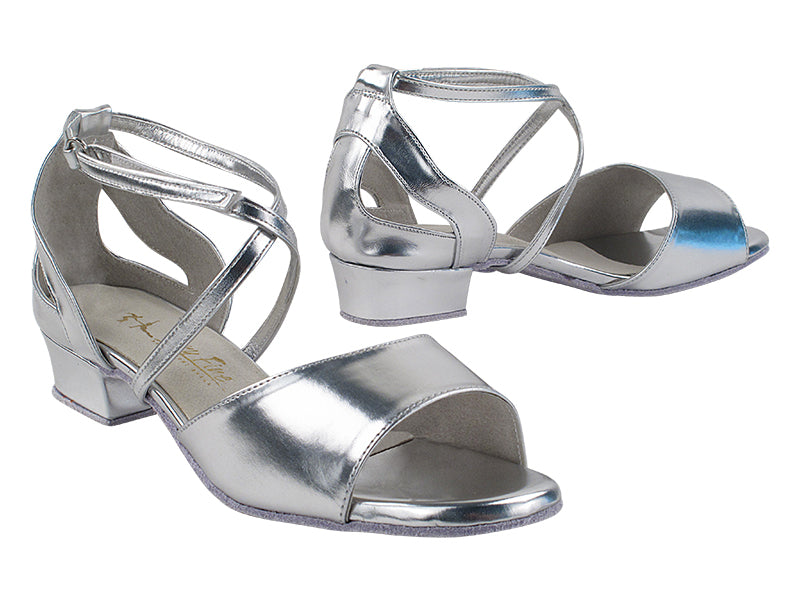 J Sandal Silver Leather with 1" Heel (8881) in the photo