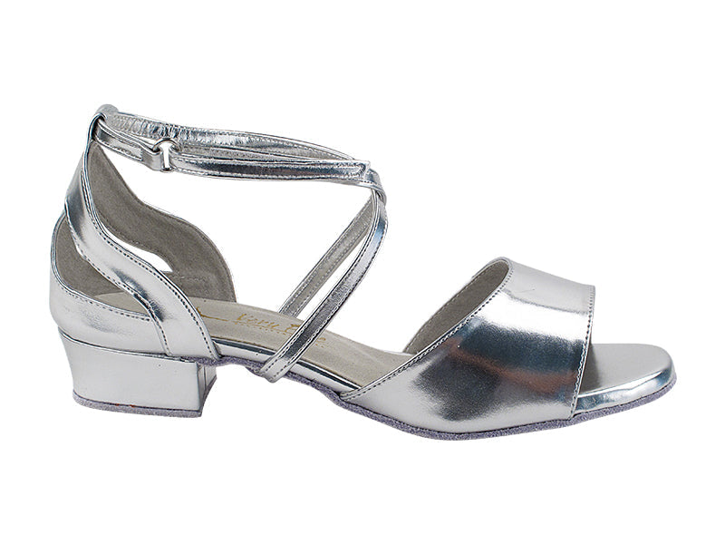 J Sandal Silver Leather with 1" Heel (8881) in the photo