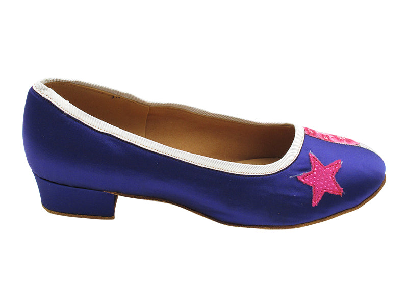 KZ001 Voilet Satin_O_152 Purple Champagne Flower Satin_I_154 Illusion Peach Velvet Star with 1" Heel (8881) in the photo