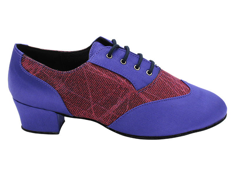 M100101 245 Violet Satin_F_B_155 Purple Illusion with Men 1.5" Latin Heel in the photo