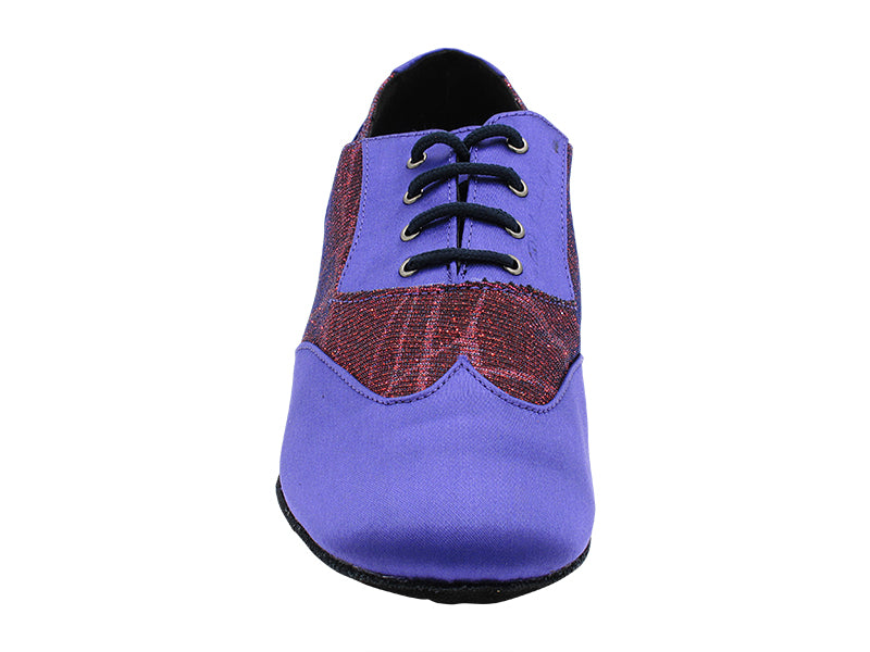 M100101 245 Violet Satin_F_B_155 Purple Illusion with Men 1.5" Latin Heel in the photo