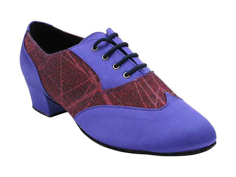 M100101 245 Violet Satin_F_B_155 Purple Illusion with Men 1.5" Latin Heel in the photo