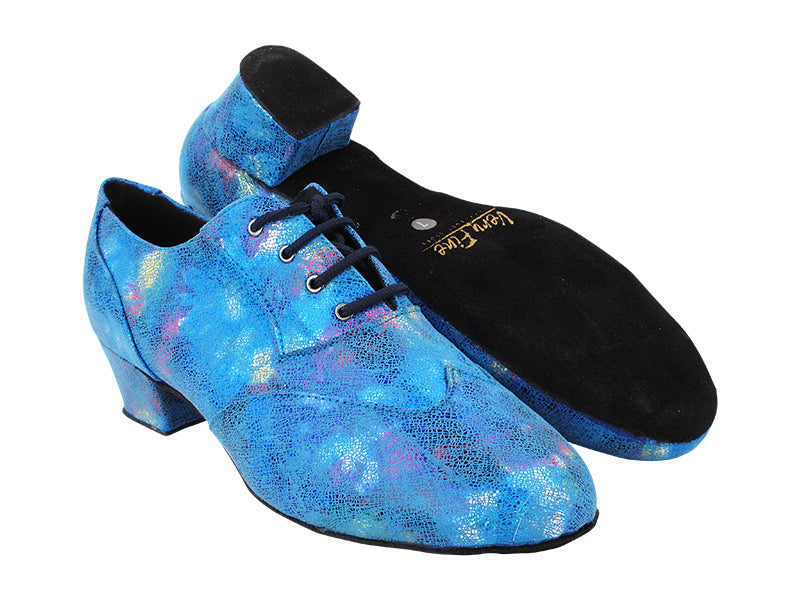 M100101 282 Navy Blue Illusion Velvet with 1.5" Latin Heel in the photo