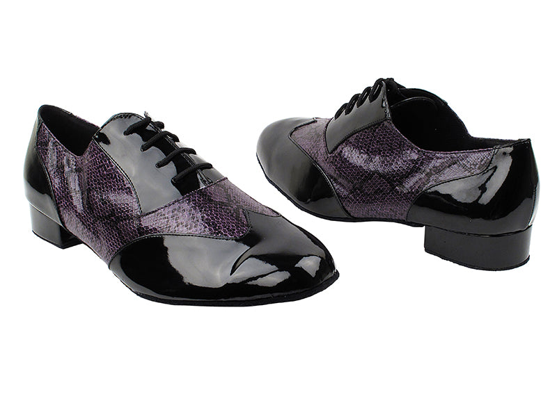 M100101 Black Patent_F_B_252 Purple Snake_M with 1" Heel in the photo