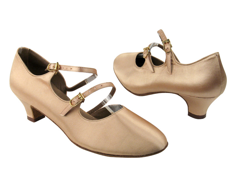 PP201 BD1 Flesh Satin with 1.2" Cuban heel in the photo