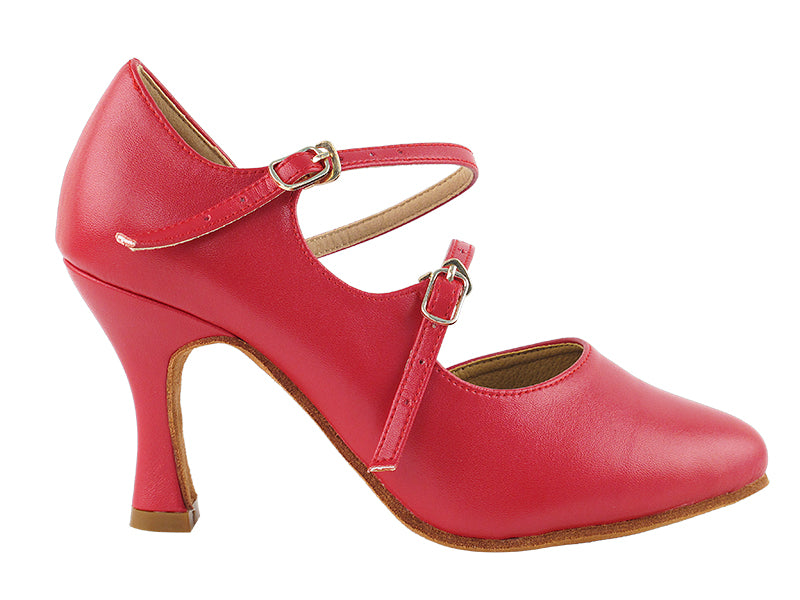 PP201 Red Leather with 3" Heel in the photo