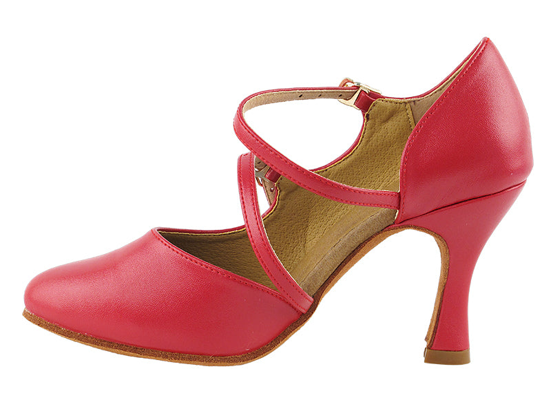 PP201 Red Leather with 3" Heel in the photo