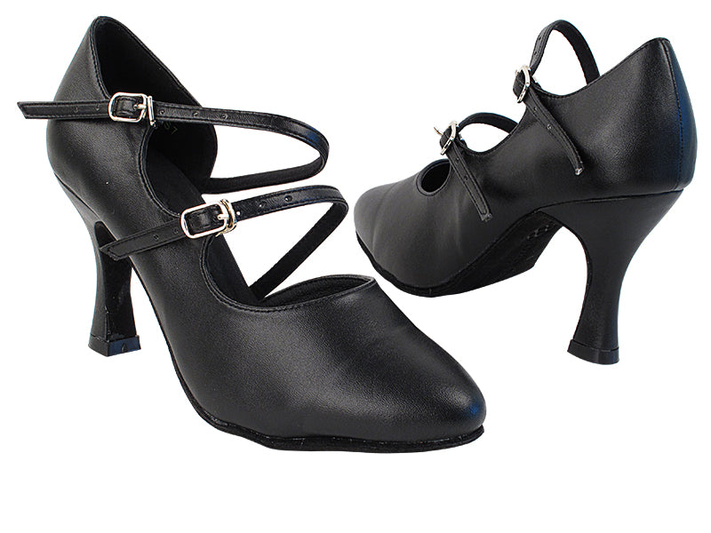 PP201 Black Leather with 3" Heel in the photo