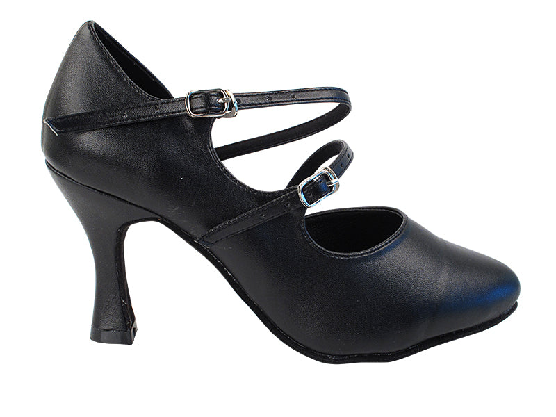 PP201 Black Leather with 3" Heel in the photo