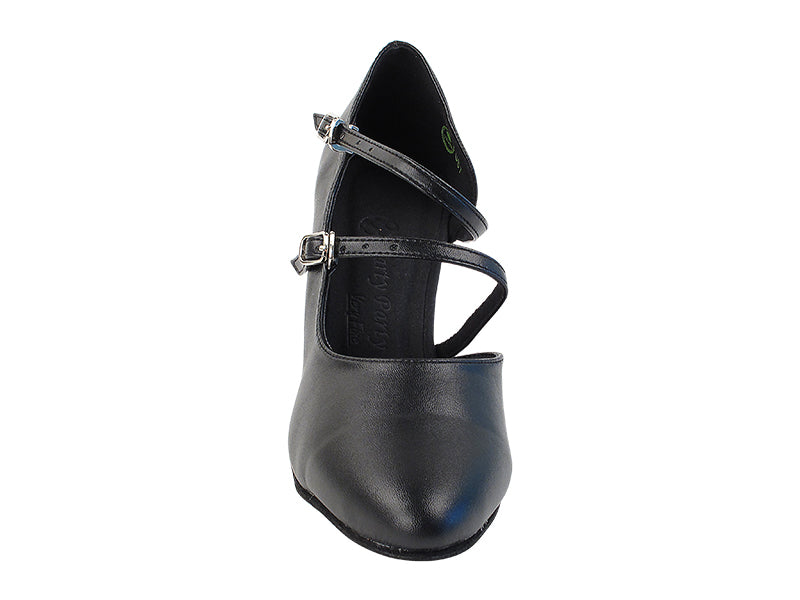 PP201 Black Leather with 3" Heel in the photo