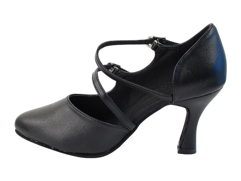 PP201 Black Leather with 3" Heel in the photo
