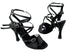 PP202 BD12 Black Satin with 3.5" Flare heel in the photo