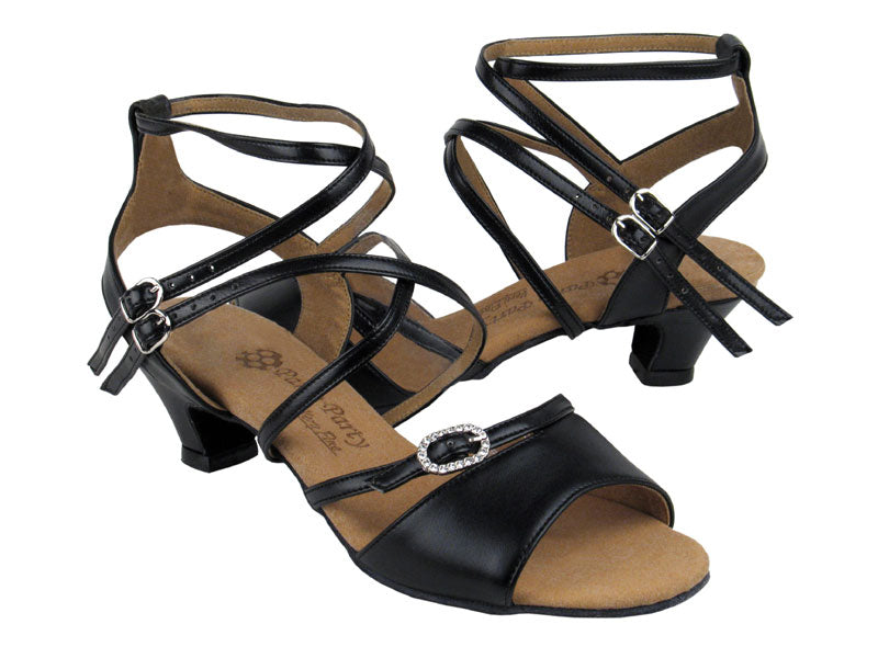 PP202 Black Leather with 1.2" cuban heel in the photo