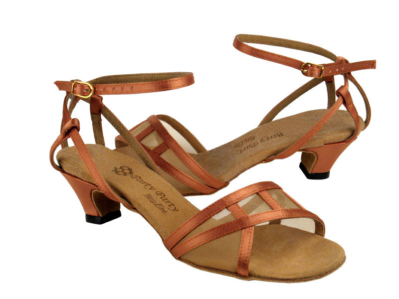 PP203 Tan Satin with 1.2" cuban heel in the photo