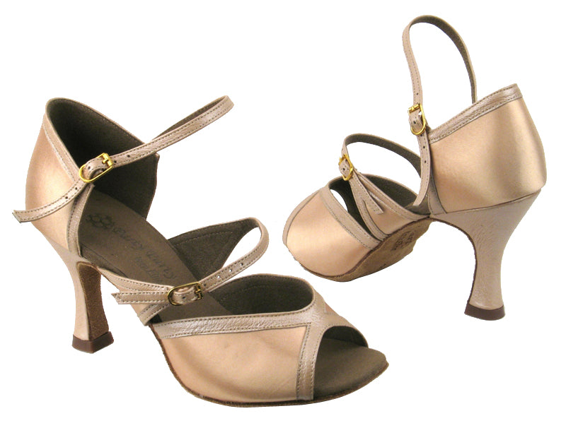 PP207 1_BD6 Flesh Satin_BC1 Light Tan Light Leather Trim with 3" heel in the photo