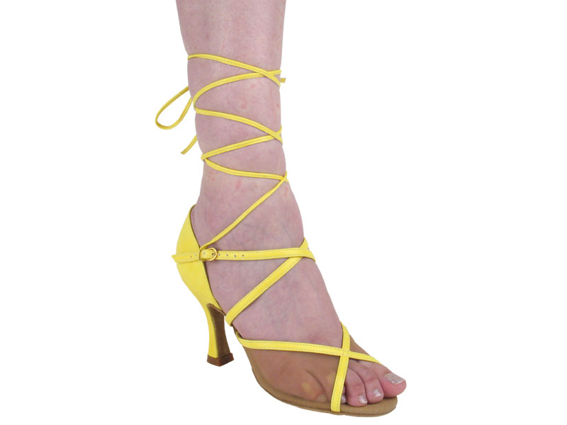 PP209 Fluorescent Yellow with 3" Flare heel in the photo