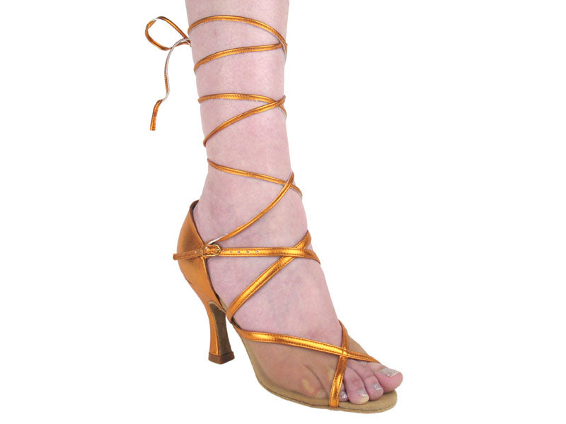 PP209 Orange Gold with 3" Flare heel in the photo
