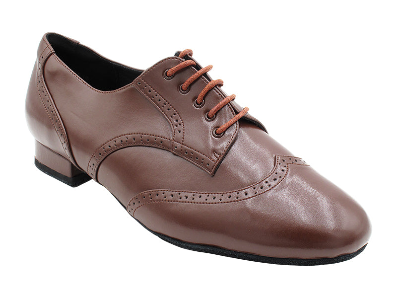 PP301DB Coffee Brown Leather with 1" Standard Heel in the photo