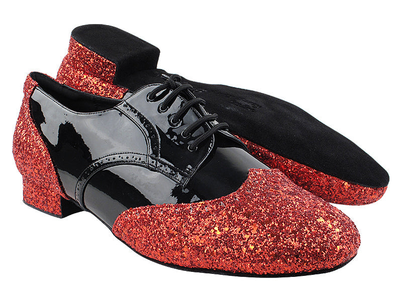 PP301 Red Sparkle_F_B & Black Patent_M with Men 1" Standard Heel (2002) in the photo