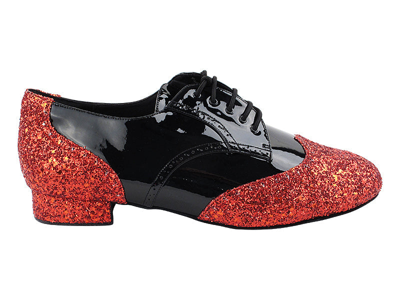 PP301 Red Sparkle_F_B & Black Patent_M with Men 1" Standard Heel (2002) in the photo