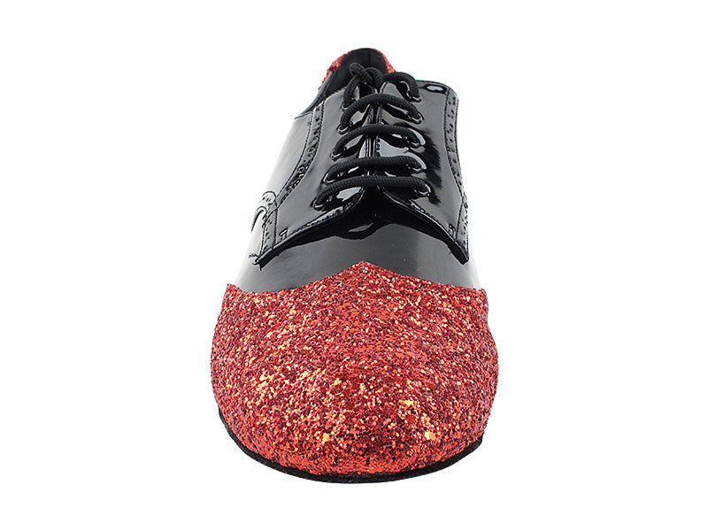 PP301 Red Sparkle_F_B & Black Patent_M with Men 1" Standard Heel (2002) in the photo