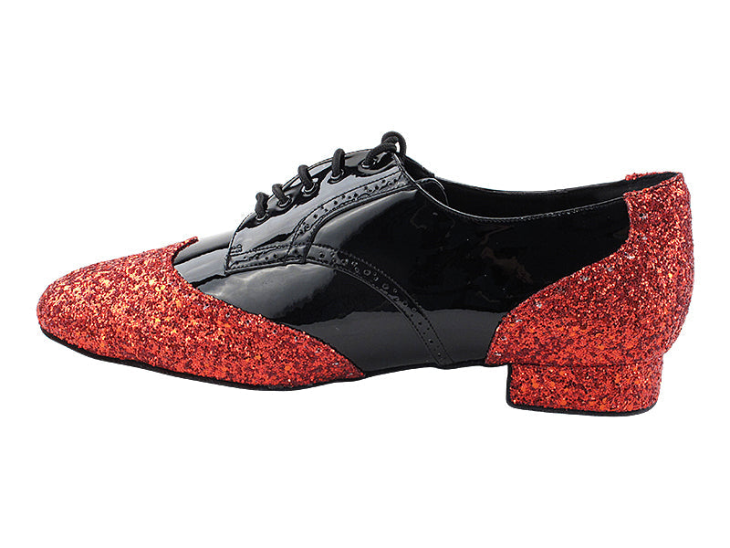 PP301 Red Sparkle_F_B & Black Patent_M with Men 1" Standard Heel (2002) in the photo