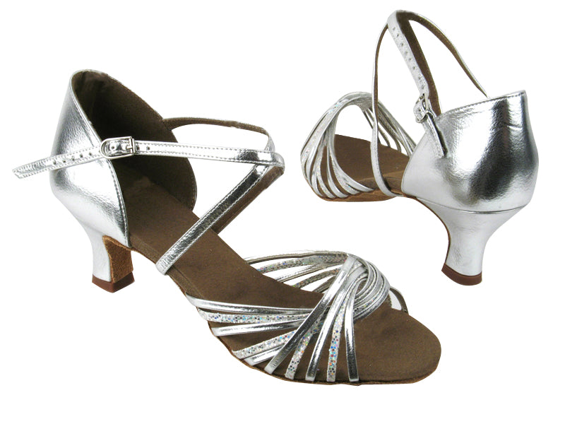 S1001 BF28 Silver Scale_BA32 Silver Leather_X-Strap Arch with 2" slim heel in the photo