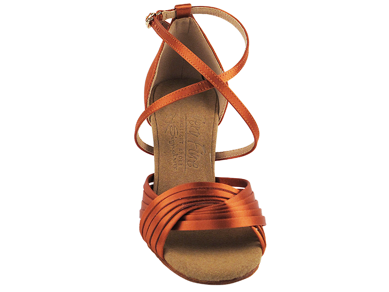 S1001 Dark Tan Satin with 3" Heel in the photo