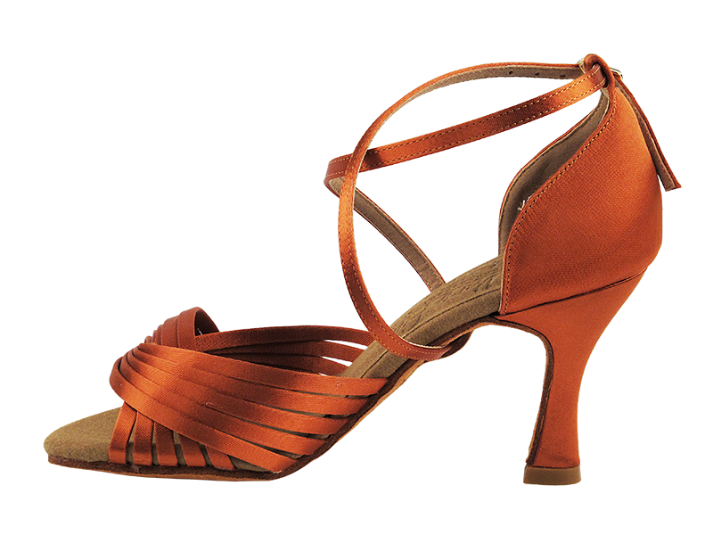 S1001 Dark Tan Satin with 3" Heel in the photo