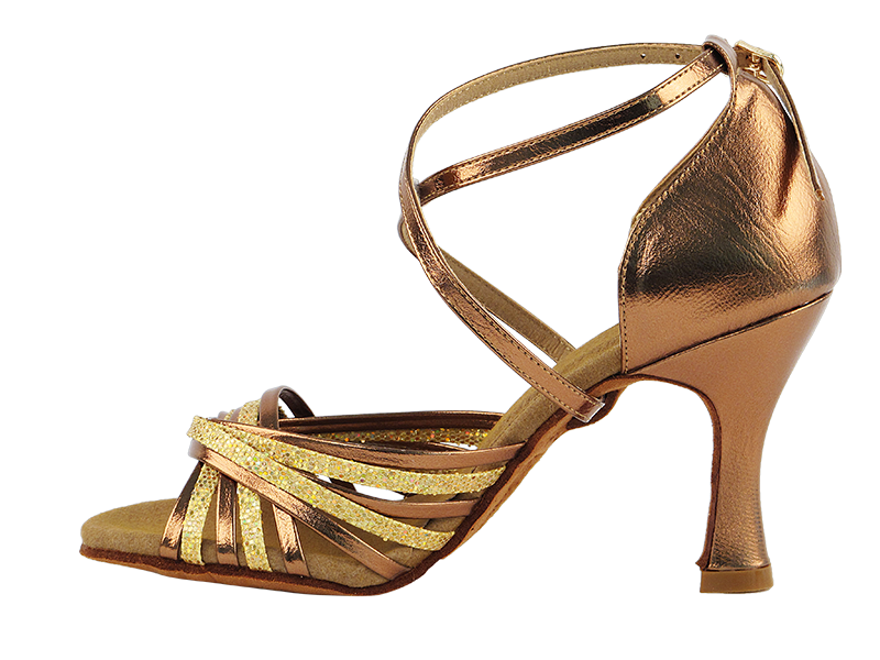 S1001 Gold Scale_Dark Tan Gold Leather with 3" Heel in the photoS1001 Gold Scale_Dark Tan Gold Leather with 3" Heel in the photo