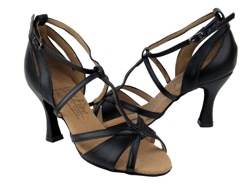 S1002 Black Leather with 3" Flare heel in the photo