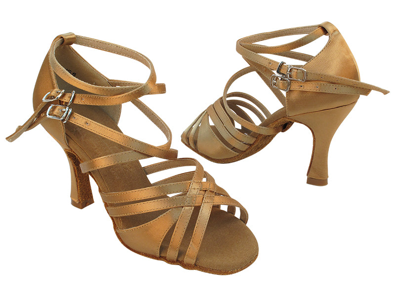 S1006 211 Tan Satin with 3" Heel (YQG) in the photo