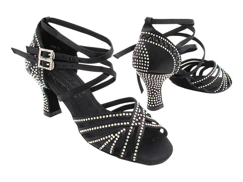 S1006CCMixTwoTri Black Satin with 2.5" Spool Heel (PG) in the photo