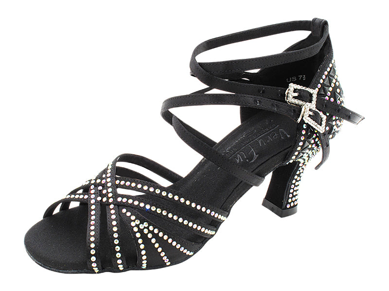 S1006CCMixTwoTri Black Satin with 2.5" Spool Heel (PG) in the photo