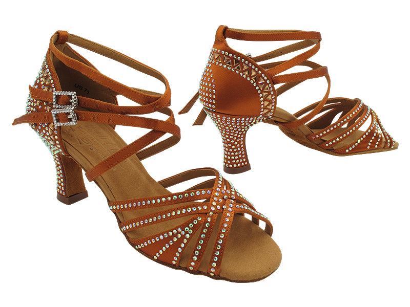 S1006CCMixTwoTri Copper Tan Satin with 2.5" Spool Heel (PG) in the photo