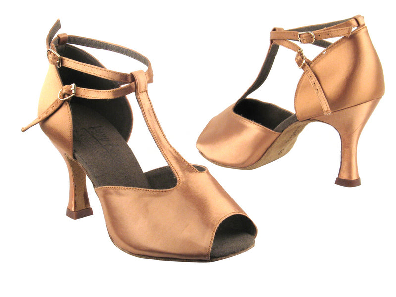 S2803 2 Tan Satin with 3" heel in the photo
