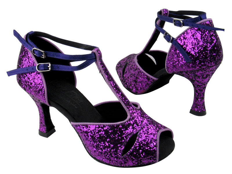S2803 BH2 Purple Sparkle with 3" Flare heel in the photo