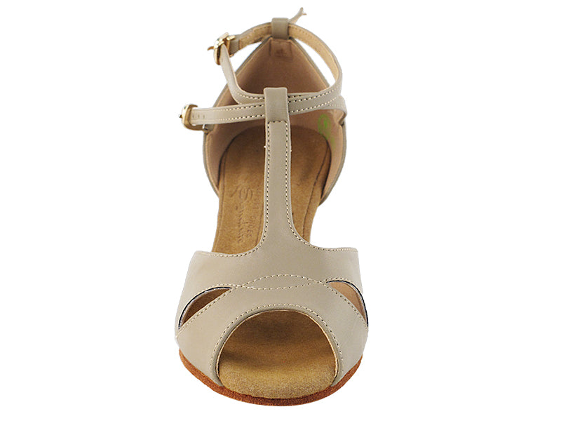 S2803 Beige Leather with 1.2" Cuban Heel in the photo