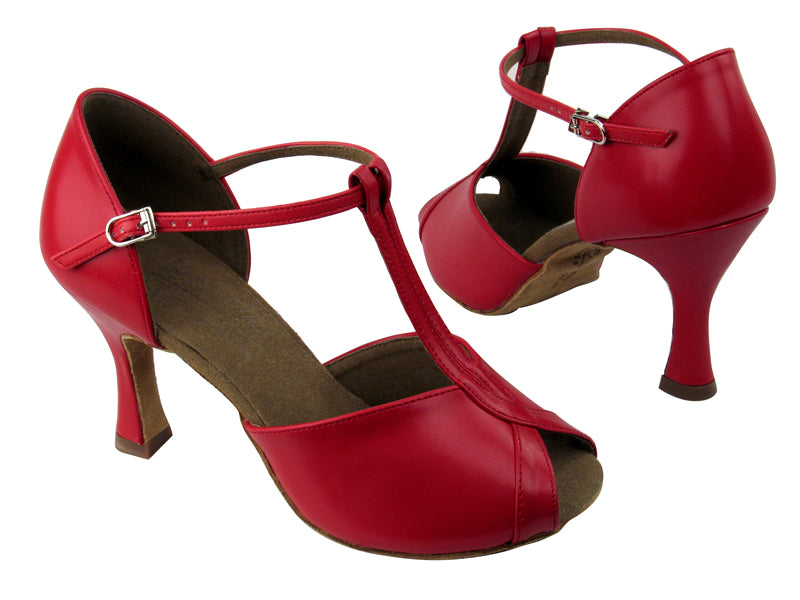 S2804 BB10 Red Leather with 3" Flare heel in the photo