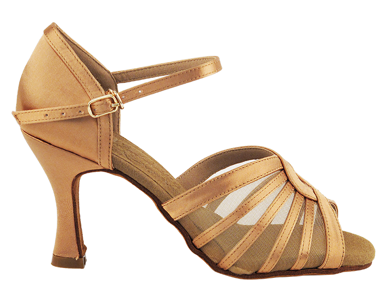 S2805 Tan Satin with 3" Heel in the photo